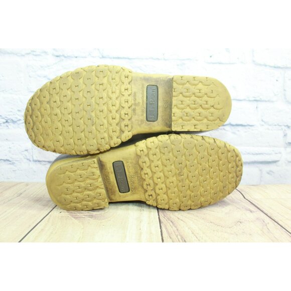 LL Bean Brown Unlined Ankle Duck Boots 8" Leather Lace Up Round Toe Size 7 M - Picture 11 of 11